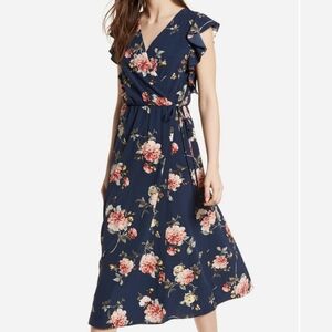 Floral Wrap Midi Dress SMALL